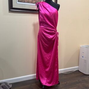PrettyGarden Hot Pink One Shoulder Formal Dress